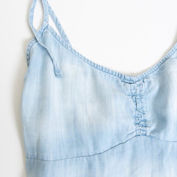 ✨ Bella Dahl Blue Chambray Dress 100 % Lyocell Smocked Back A-Line Summer - Picture 7 of 14